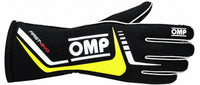 Thumbnail for OMP First Evo black and yellow fluo racing glove facing right on a white background