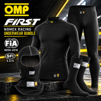 Thumbnail for OMP FIRST Nomex racing underwear bundle with shirt, pants, balaclava and socks FIA 8856-2018 and SFI 3.3/5