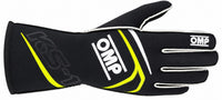Thumbnail for OMP First black and yellow fluo racing glove facing right on a white background