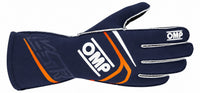 Thumbnail for OMP First blue and orange racing glove facing right on a white background