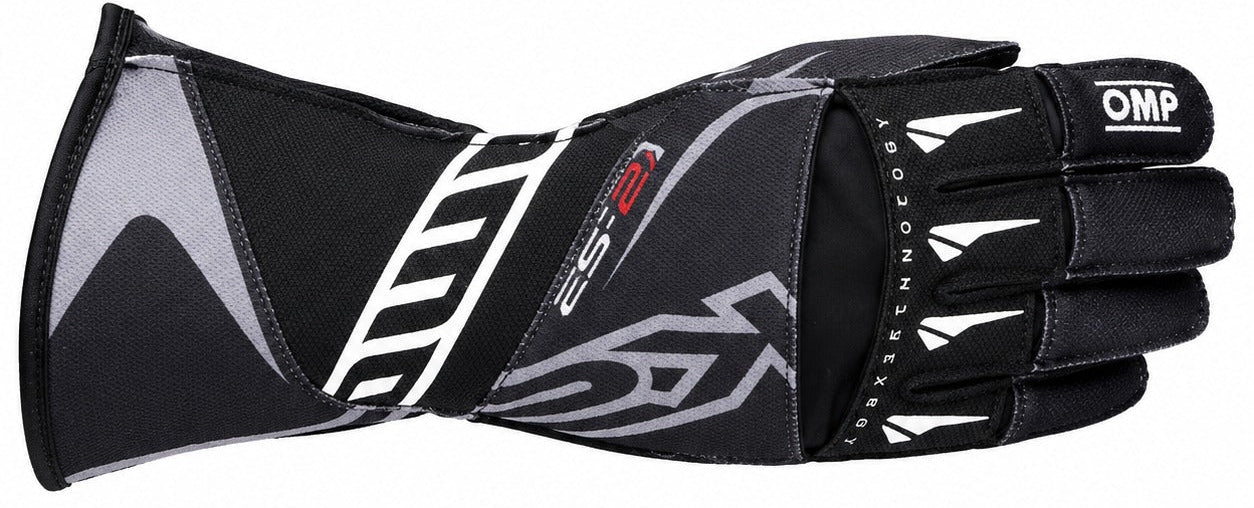 OMP KS-2R Kart Racing Glove in black and grey facing right