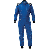 Thumbnail for OMP KS-4 blue kart racing suit front view with white piping image