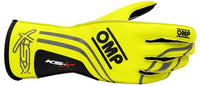 Thumbnail for OMP KS-X Kart Racing Glove in fluorescent yellow facing right