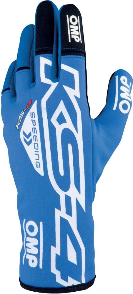 OMP KS-4 racing gloves in blue and black – ergonomic karting gloves with breathable design and grip control”