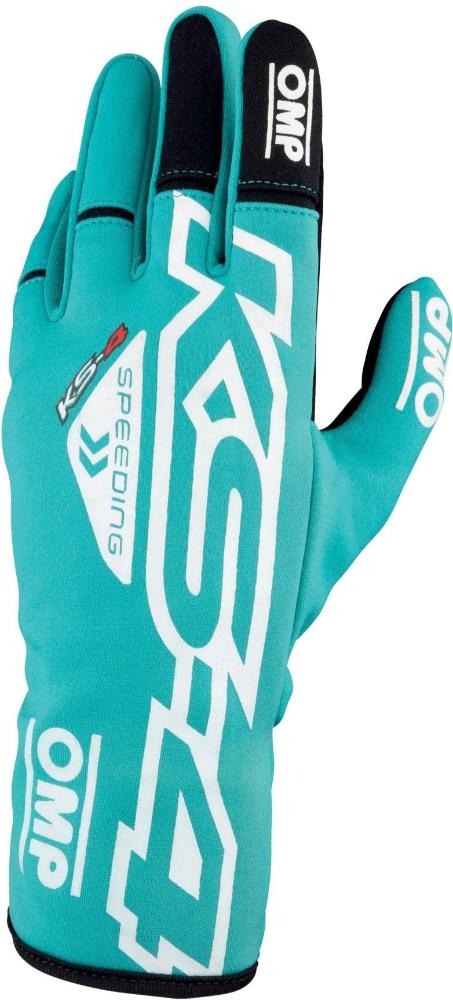 Mint green OMP KS-4 kart gloves – lightweight racing gloves with modern styling and race-ready comfort