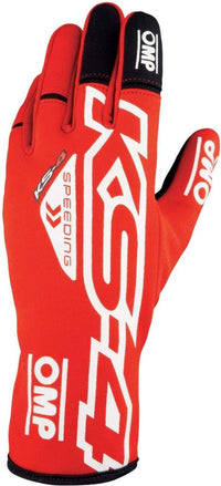 Thumbnail for Red and black OMP KS-4 racing gloves – karting gloves with bold design and anti-slip palm for control