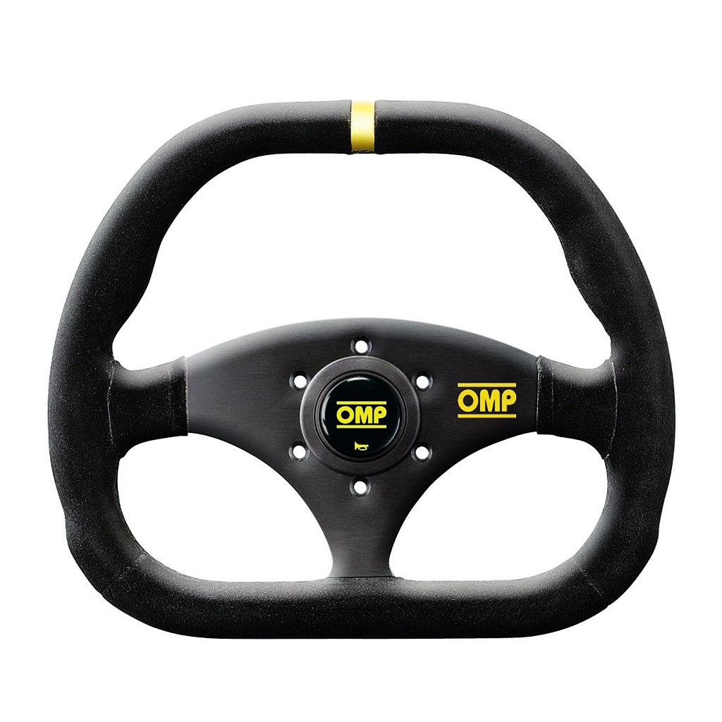 OMP Kubic 310x265mm black suede steering wheel with horn button
