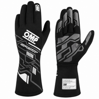 Thumbnail for A pair of black OMP Sport gloves shown against a plain white background, displaying both the front and back of the glove design.