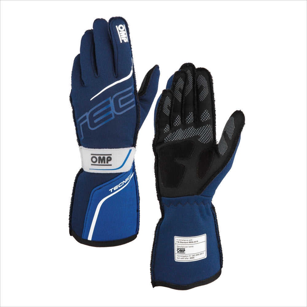 OMP Tecnica racing gloves navy blue FIA 8856-2018 flame resistant