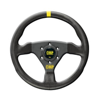 Thumbnail for OMP Trecento Scamosciato suede steering wheel 300mm with three black anodized aluminum spokes