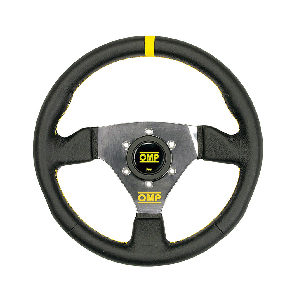 Compact 300mm OMP Trecento Scamosciato leather steering wheel with ergonomic oval handgrip