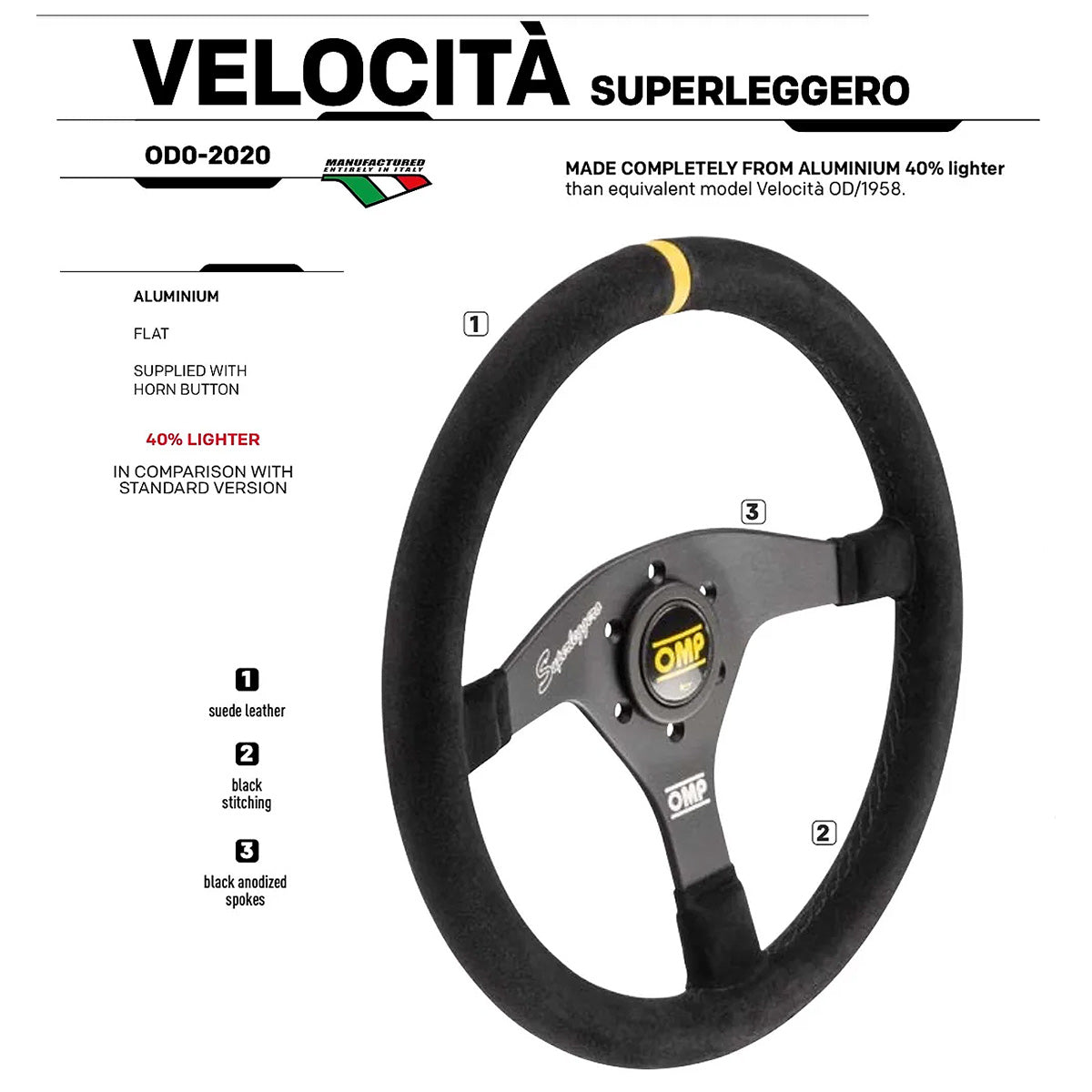 OMP Velocita Superleggero 350mm steering wheel lightweight construction