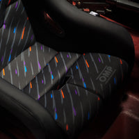 Thumbnail for OMP WRC-R Art Racing Seat bottom cushion and bolsters view installed in a car
