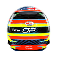 Thumbnail for Oscar Piastri 2026 F1 mini helmet rear view with OP logo, Bell branding, and bold racing stripes