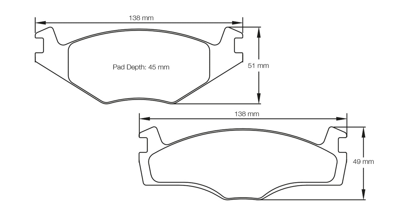 Technical drawing of brake pads with dimensions size 4011