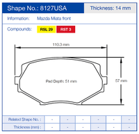 Thumbnail for Pagid Racing Brake Pads No. 8127 USA (Front)