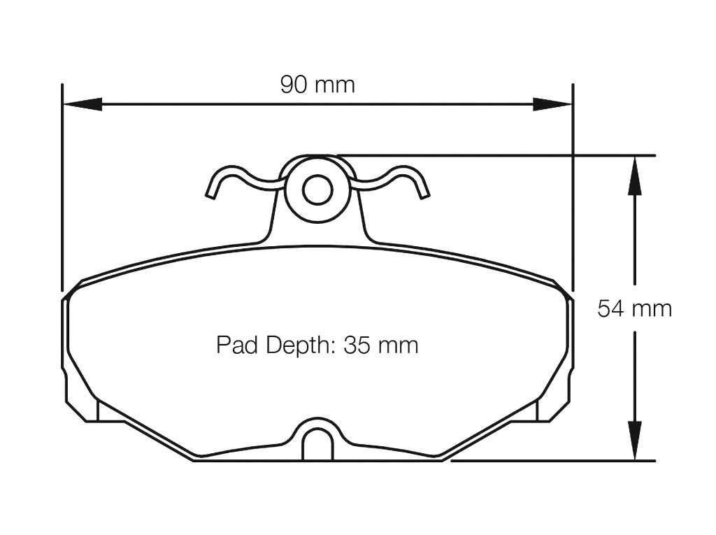 Technical drawing of a  Pagid 1163 brake pad with dimensions labeled