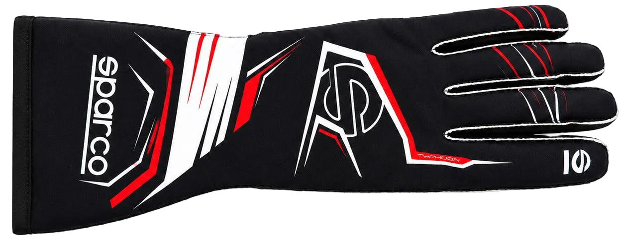 Sparco Arrow K Karting Glove in black, red, and white facing right