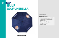 Thumbnail for Top view of Sparco Gulf Golf Umbrella in navy blue with Gulf and Sparco logos in digital print-image