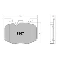 Thumbnail for PFC 1867.11.19.44 racing brake pad with dimension labels