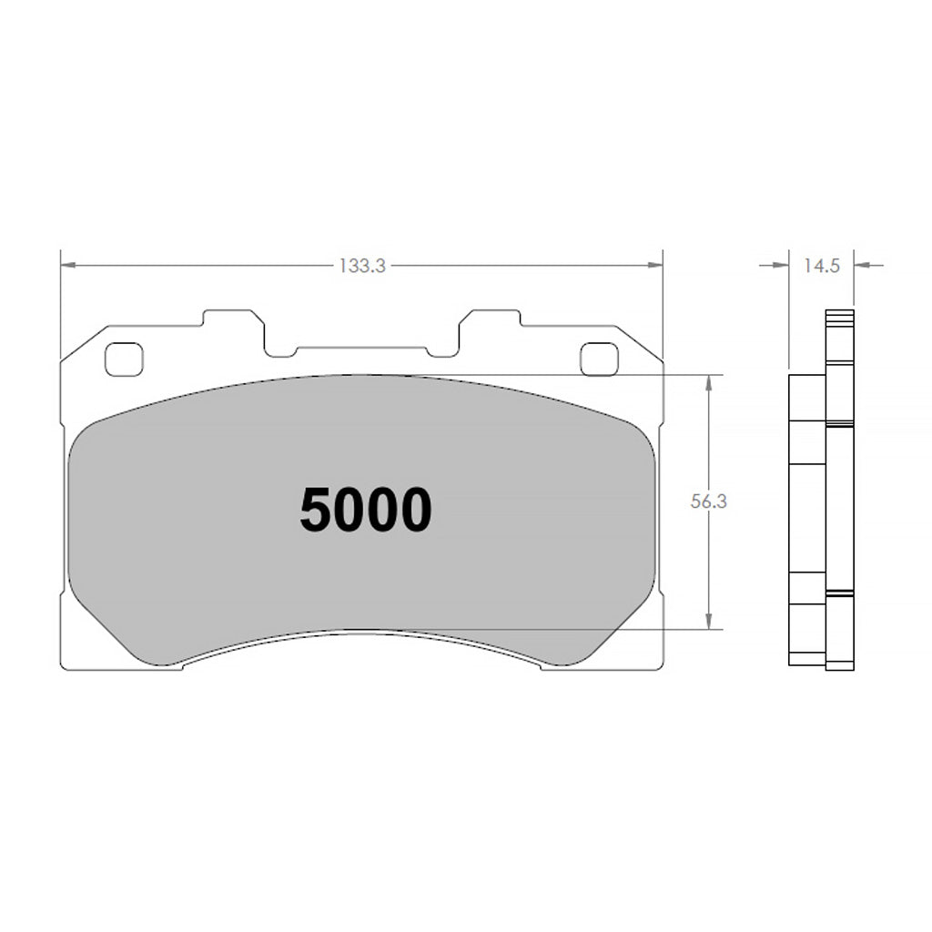PFC 5000.331.15.44 brake pad with dimensions labeled on a white background