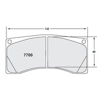 Thumbnail for Technical drawing of a brake pad with dimensions labeled