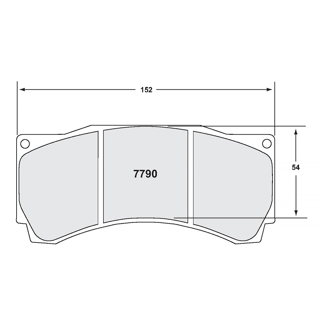 Technical drawing of a brake pad with dimensions labeled
