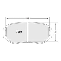 Thumbnail for Technical drawing of a brake pad with dimensions labeled