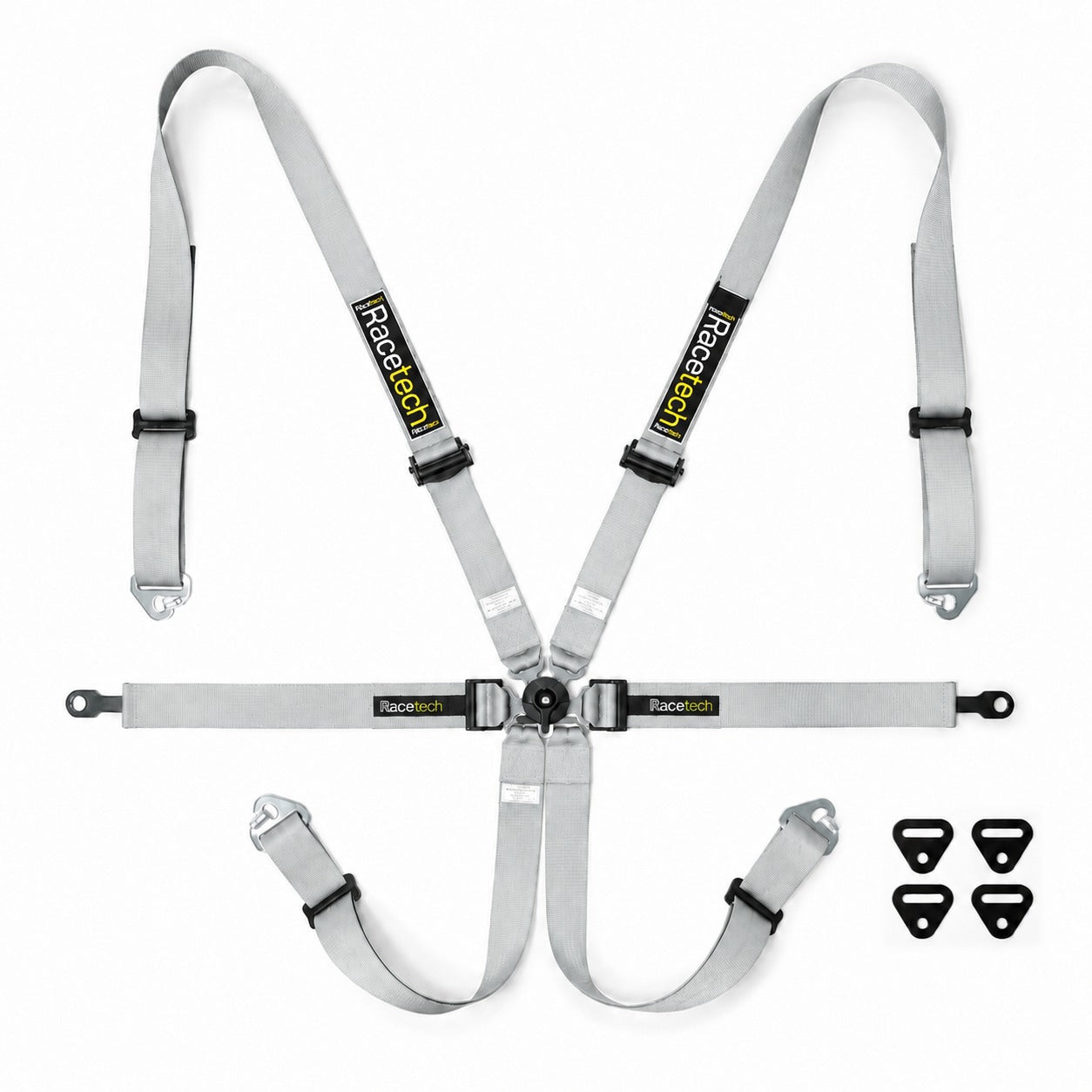 Racetech Pro International 6 Point Lightweight GT Harness Porsche Style in silver at Competition Motorsport.