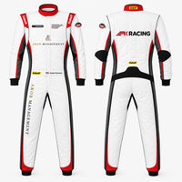 Thumbnail for White racing suit with red and black accents on a white background