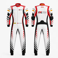 Thumbnail for White racing suit with red and black accents and visible branding on a white background