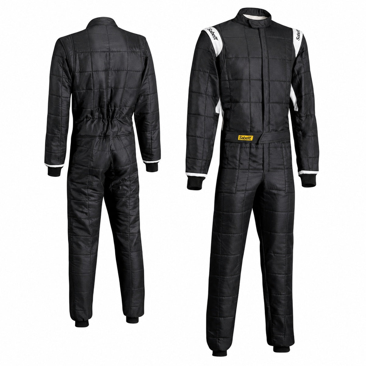 Sabelt TS-2 racing suit black with yellow accents front upper-body product image.