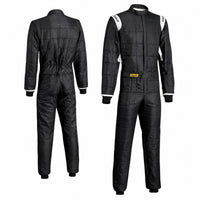 Thumbnail for Sabelt TS-2 racing suit black with yellow accents front upper-body product image.
