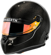 Thumbnail for Schuberth SP1 Evo Carbon Fiber SA2025 racing helmet with iridescent visor on white background
