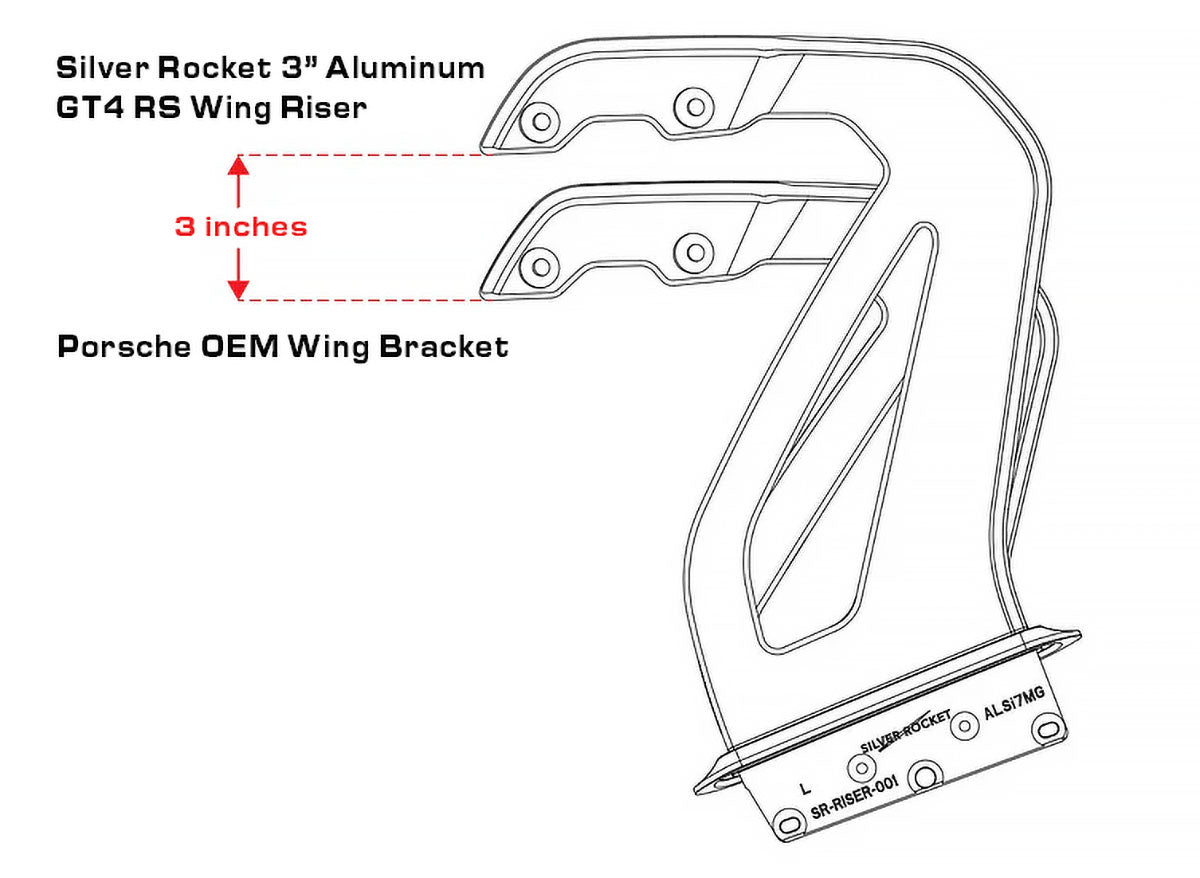 Silver Rocket GT4 RS Aluminum 3" Wing Risers (718 GT4 RS)