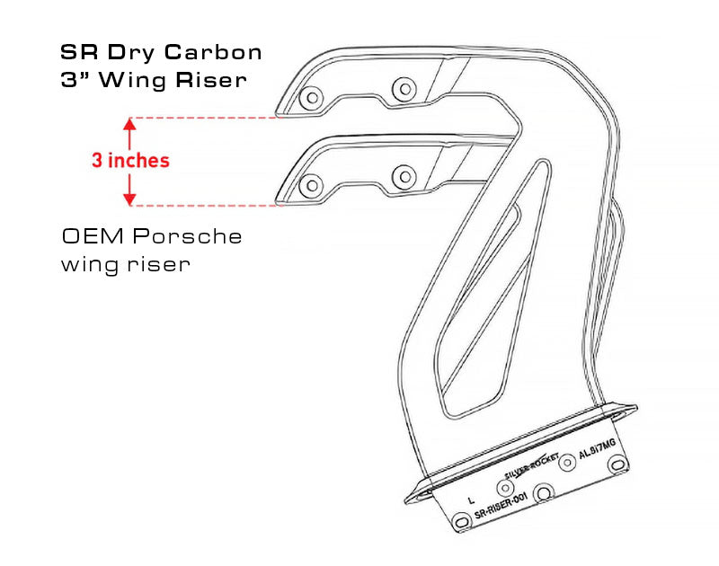 SilverRocket GT4 RS Dry Carbon 3" Wing Risers