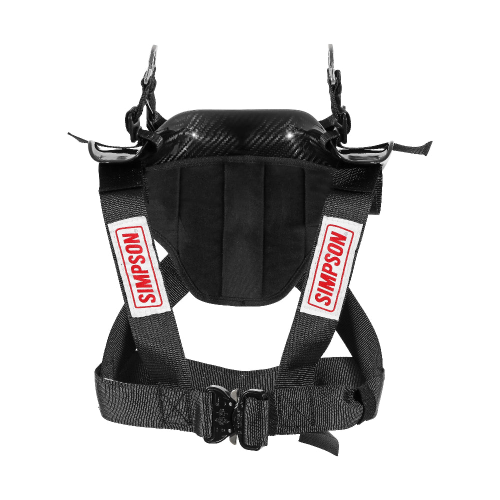 Rear View of Simpson Hybrid PRO Restraint with Padding and Buckles

