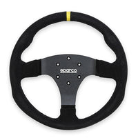 Thumbnail for Sparco R330 suede racing steering wheel with yellow centering stripe
