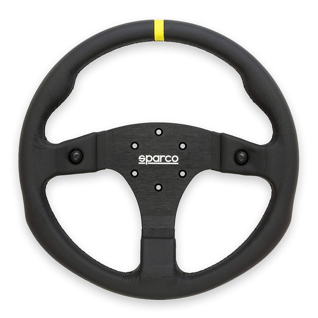 Sparco R350B leather racing steering wheel with varied anatomic grip