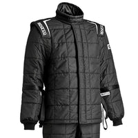 Thumbnail for Sparco AIR-15 drag racing suit upper torso in black with quilted SFI padding and Sparco shoulder branding