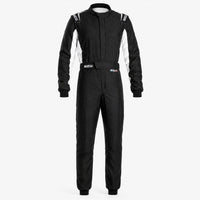 Thumbnail for Sparco Eagle 2.0 black race suit image with white side panels, HOCOTEX construction, and clean white background.