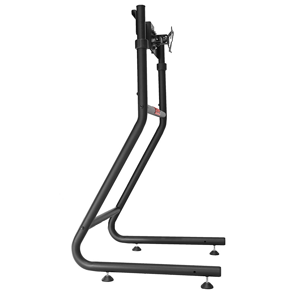 Side view of Sparco Monitor Stand installed on Evolve simulator cockpit