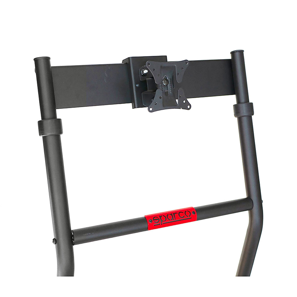 Sparco Monitor Stand for sim racing chassis holding triple display setup