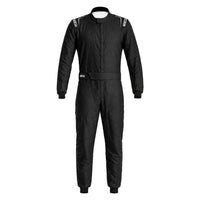 Thumbnail for Sparco Extrema S racing suit in white with black Sparco shoulder patches and black cuffs on a white background