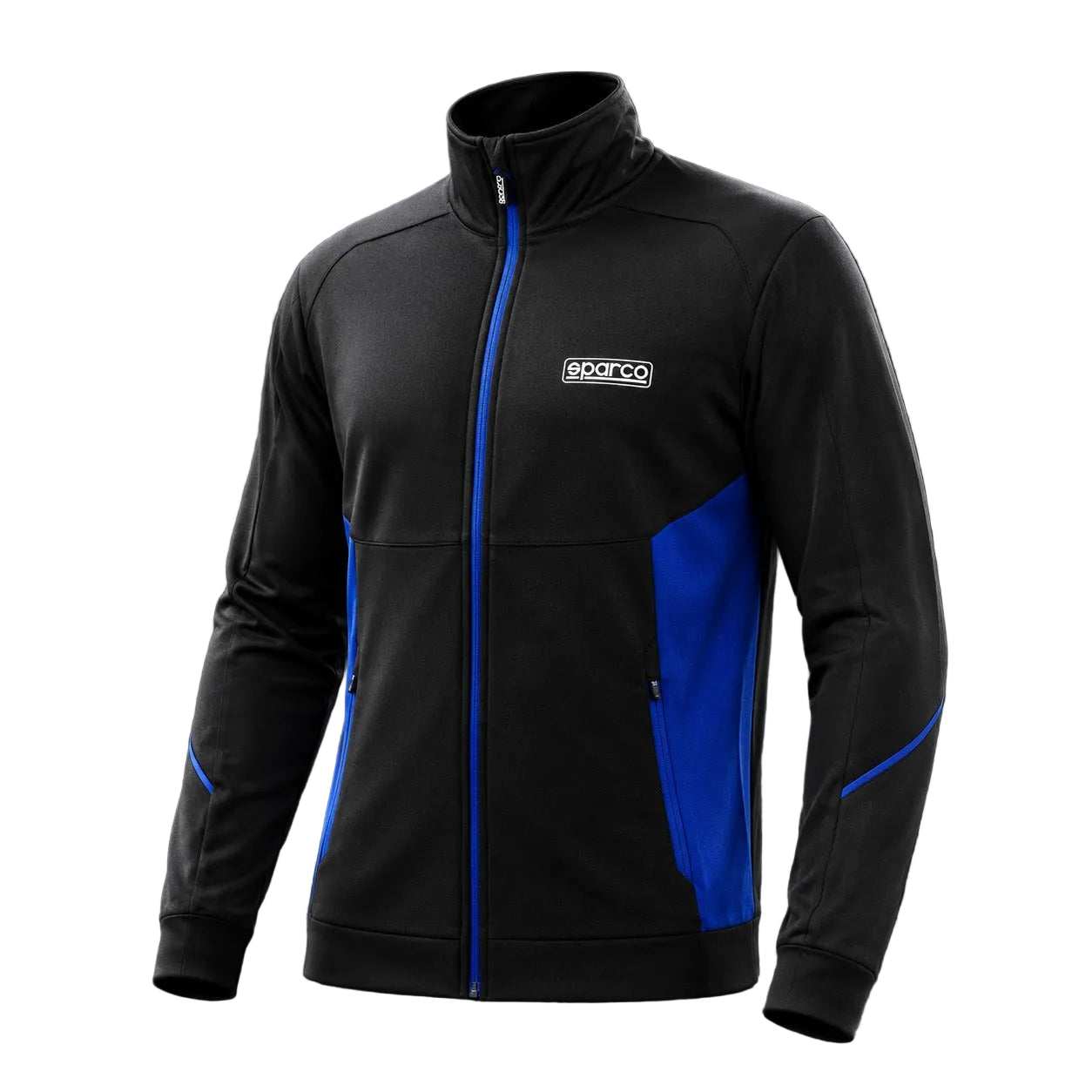Sparco full zip jacket in navy and black with front zipper and Sparco chest logo