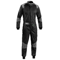 Thumbnail for Sparco Futura Driver Race Suit in black and gray, front product view on a white background.