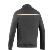 Thumbnail for Grey Full-Zip Softshell (back view) — a versatile mid-season layer in light grey with a discreet orange-white shoulder stripe and clean, athletic cut.