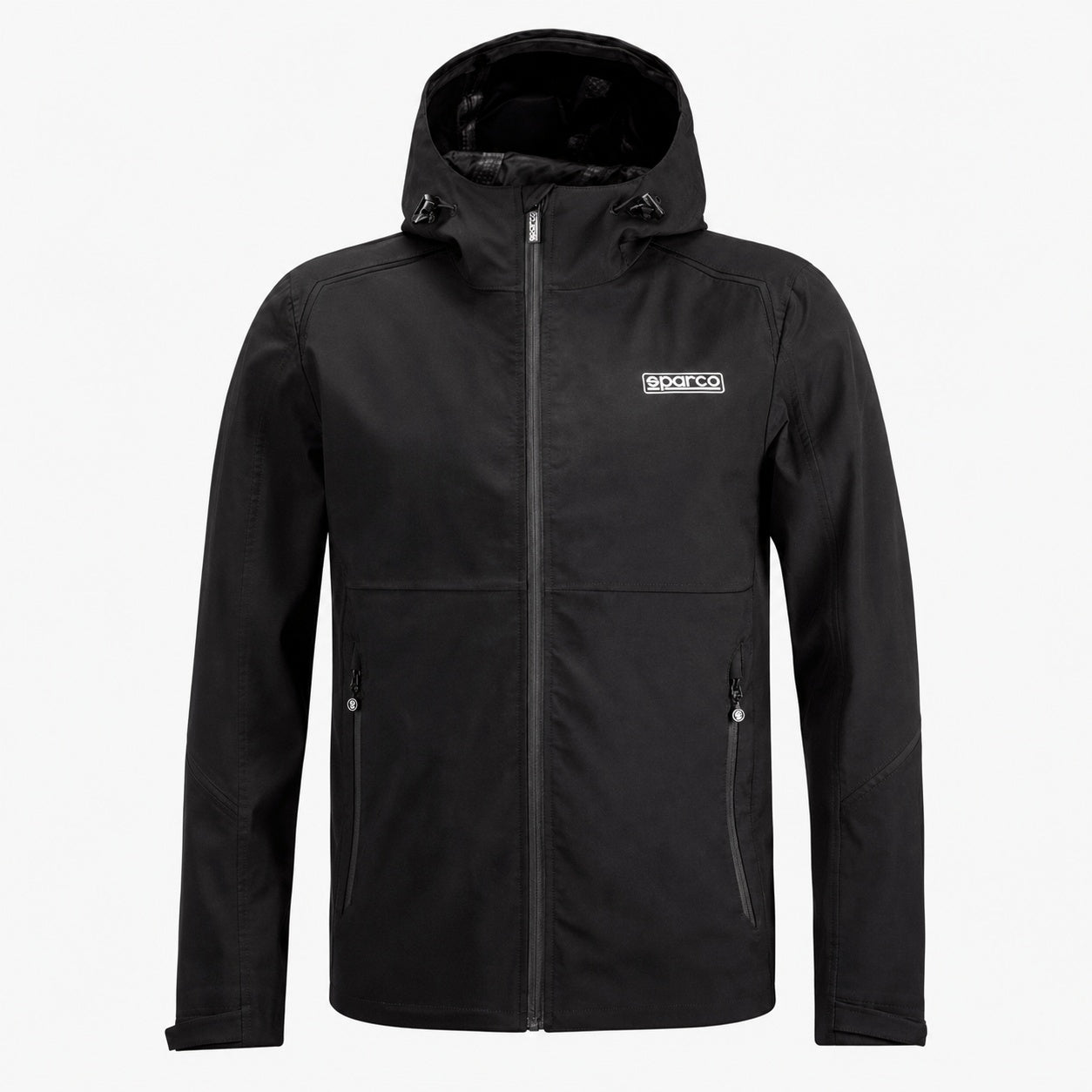 Sparco Hooded Softshell Jacket black front view