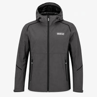 Thumbnail for Sparco Hooded Softshell Jacket grey and black front view

