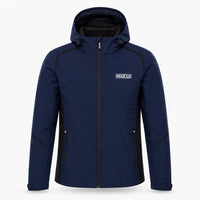 Thumbnail for Sparco Hooded Softshell Jacket navy and black front view

